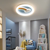 cartoon round led ceiling lights for kids baby bedroom study room 110v 220v nordic rainbows led ceiling lamp for boys girls room