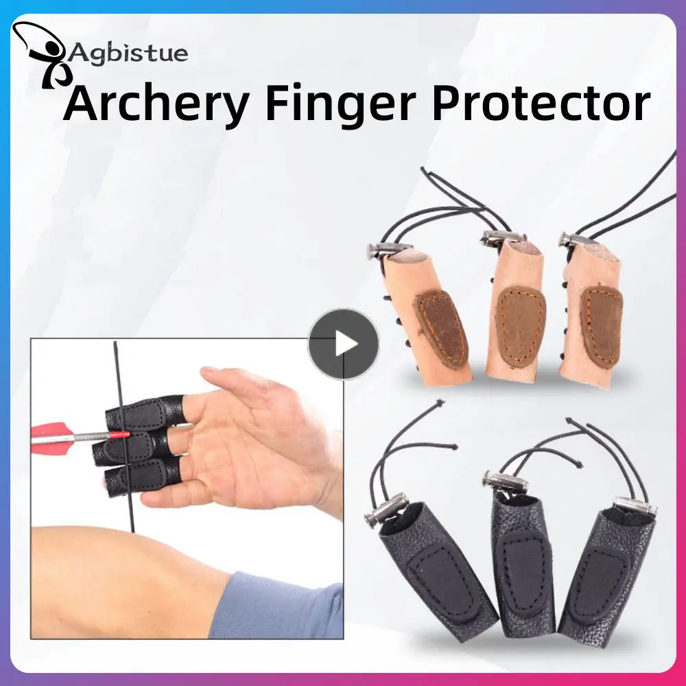 

Archery Finger Protector Durable Leather Hree-piece Archery Finger Arrow Shooting Equipment Gloves Practical Archery Accessories