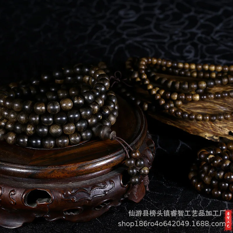 Натуральный браслет из агарового дерева 108 бусин старый материал тонущий высокое