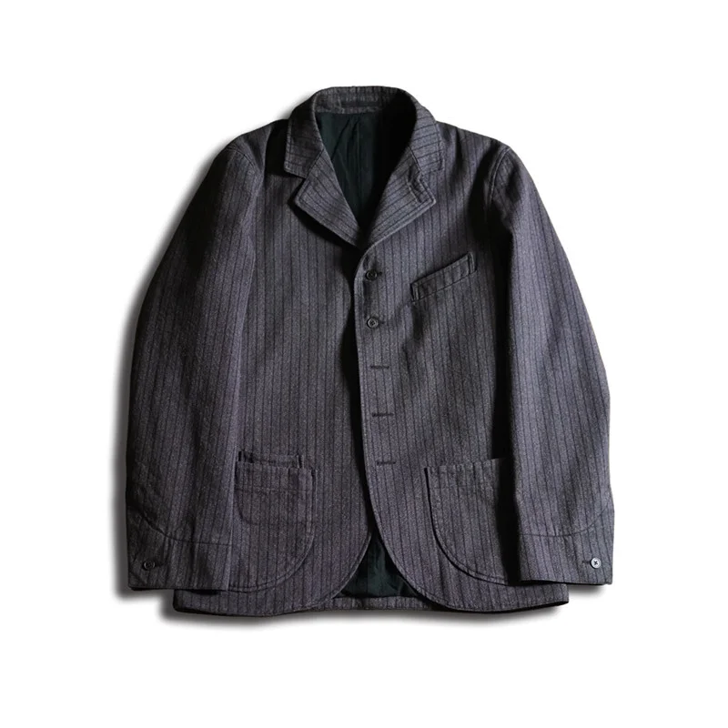 

Men's Suit Jacket Tweed Blazer Stripe American Tailored Sack Jacket Wedding Suit for Men Vintage Elegant Party Casual Clothing