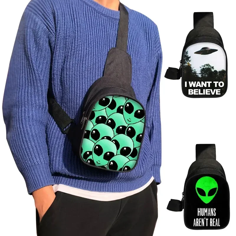 

Believe Bags Bag Men Bag Travel Alien Want Gift Crossbody Holder UFO Credit To ID Card Women Chest Purse For Messenger L Print