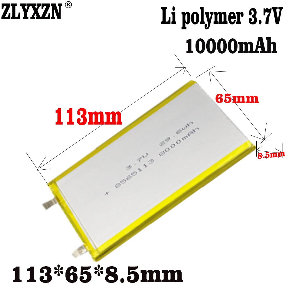 

4PCS 3.7V 10000mAh Rechargeable Lithium Polymer Battery For GPS Digital Camera PDA E-book Tablet Power Bank Lipo Cells 8565113