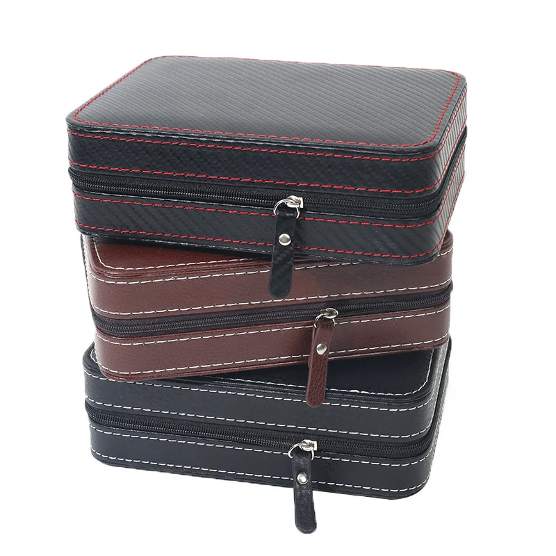 Портативная коробка для часов WELLZONE из искусственной кожи черного/коричневого