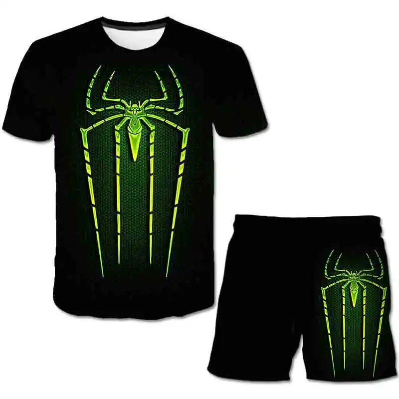 

New Mαrvel- Spidermαn Kids Baby Summer T Shirt Shorts Cartoon 2PCS Set Boys Girls Tops +Pants Suit Children's 3D Casual Clothing