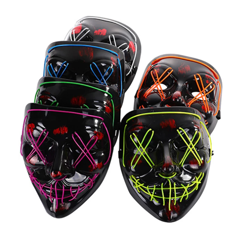 

Neon Led Mask Masque Masquerade Party Masks Light Glow In The Dark Horror Face Cover Cosplay Costume Supplies Halloween Masks