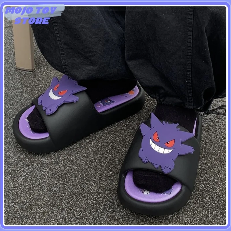 Фото Периферийные тапочки в стиле аниме Pokemon Gengar для мужчин и женщин, модные и крутые инфракрасные противоскользящие тапочки для пары из Евы в Интернете, подарок №1