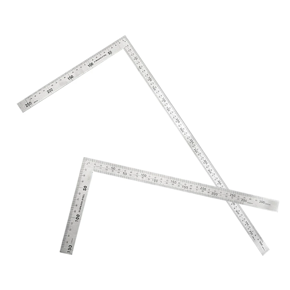 

1 Piece 150 x 300mm / 250 x 500mm 90 Degree Stainless Steel Right Angle Ruler for Woodworking / Office