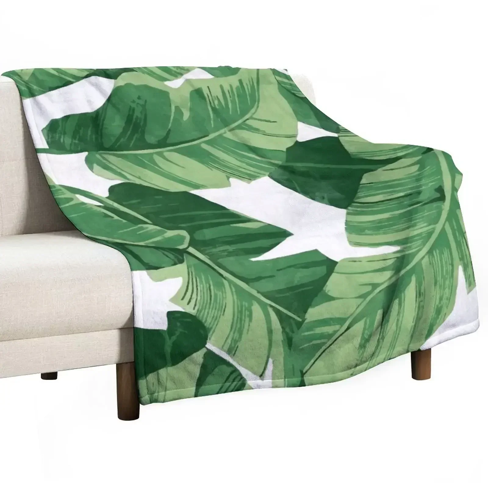 Тропические банановые листья II Декоративное одеяло Фланелевые очень большие