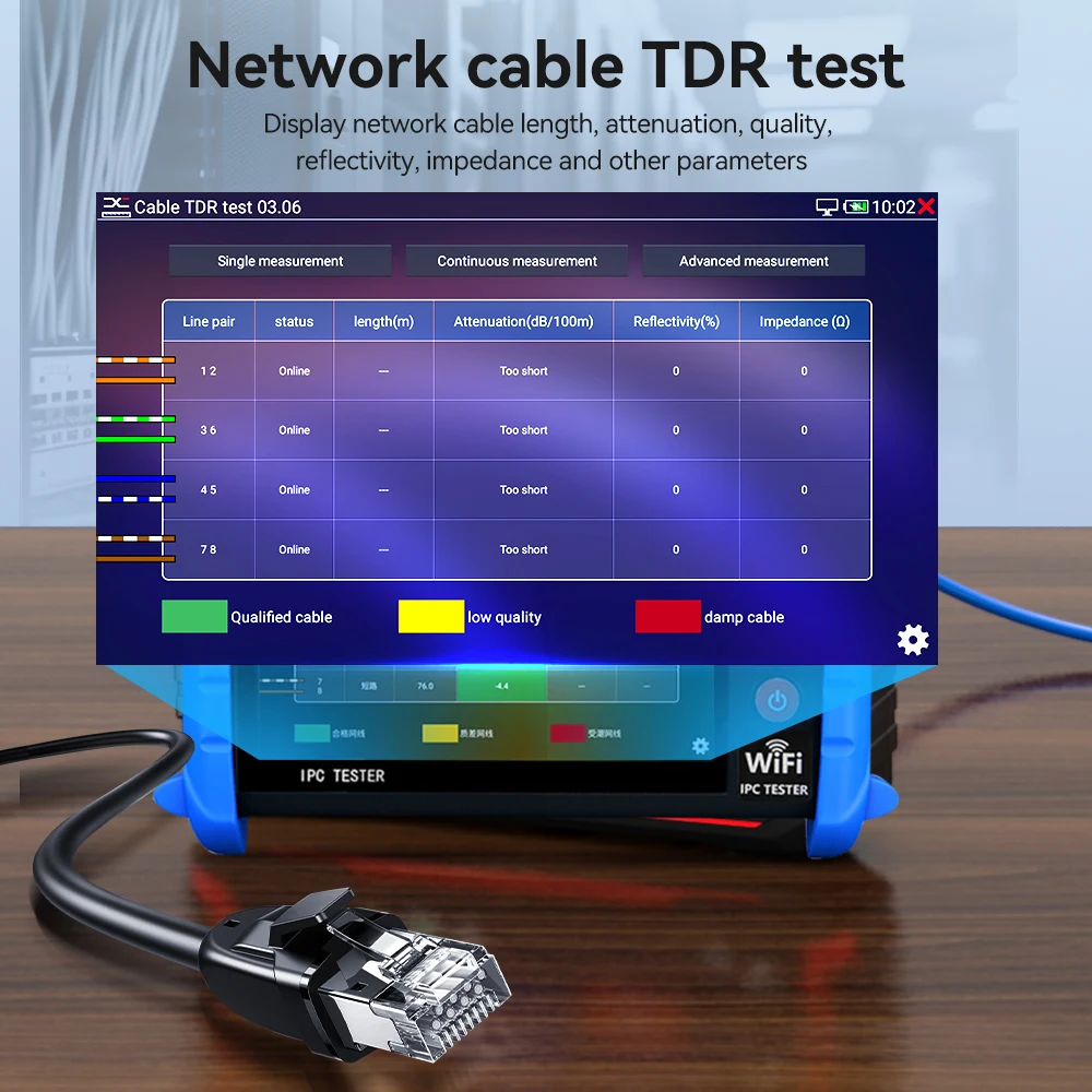 Тестер аналоговых камер видеонаблюдения CCTV IPC, монитор, тестер сетевых кабелей с PING и IP-сканером, HD сенсорный экран, сетевые инструменты для инженеров (art.: 3920dc5ca6188) - 3920dc5ca6188