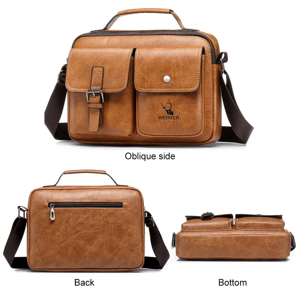 PU Leather Shoulder Bag Retro Men's Bag Leather Handbag Crossbody Bag Messenger Bag Stylish Briefcase Casual Satchel Handbag