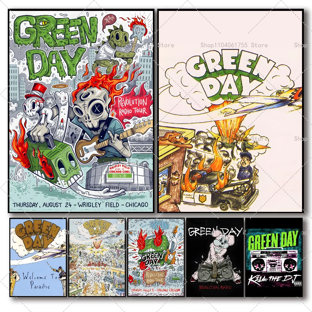 Современный стиль Green Day Music Rock Band Ablum Плакат Художественная наклейка для дома