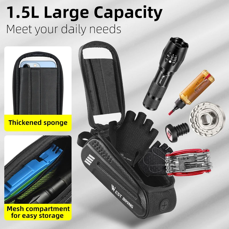WEST BIKING 7 0-дюймовая Водонепроницаемая Велосипедная Сумка С Передней Рамой