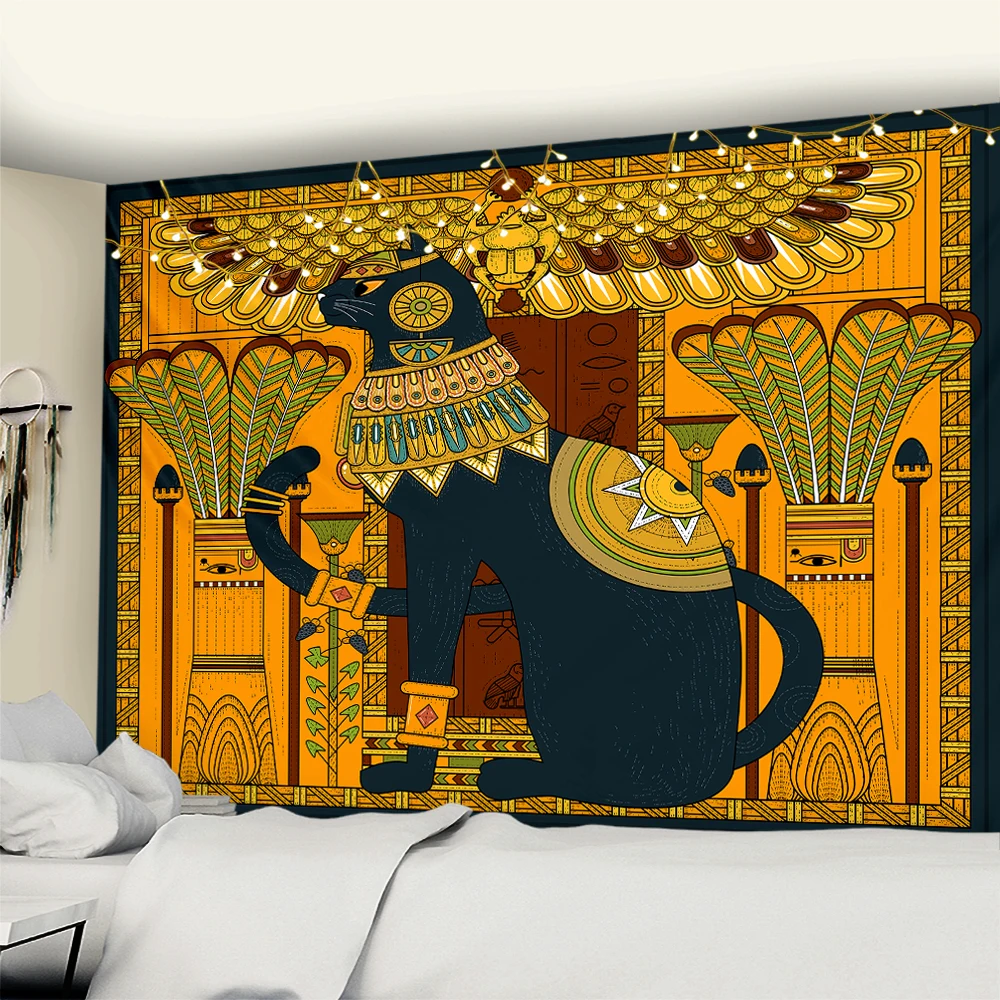 

Мистический гобелен Фараона, кошки, Бога, бастетта, принт старой культуры, хиппи, египетские гобелены, настенная ткань, домашний декор, винта...