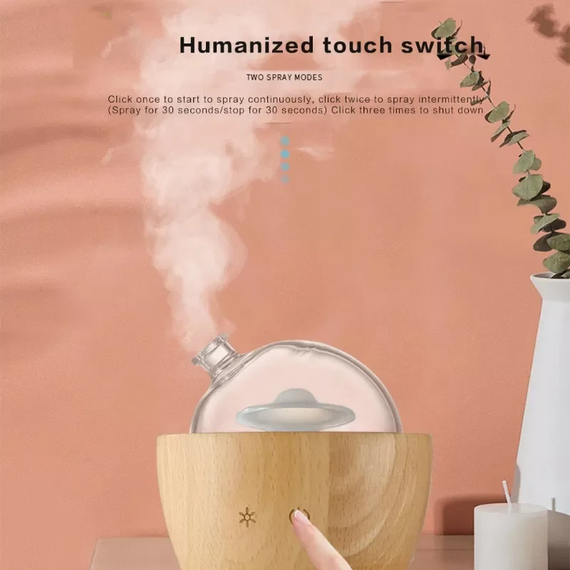 Diffuser Solid Wood Glass Essential Oil Mist Ultrasonic Fragrance Aromatherapy Vaporizer Humidifier Waterless Power Off