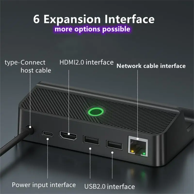 

RGB 4K 60HZ Steam Deck Docking Station 1000M RJ45 Ethernet TV Base Stand 5 In 1 Hub Holder Dock USB-C For Steam Deck