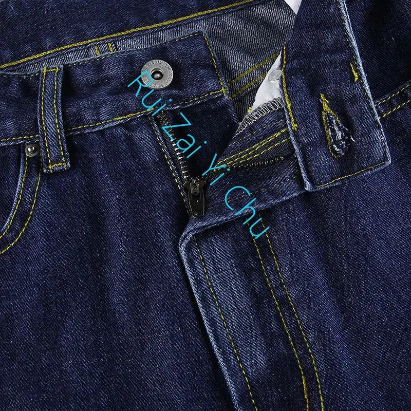 Retro National Tide Unilateral Pattern Embroidery Handsome Women's Jeans Straight Casual Loose Wide-Leg Pants American New Y2K