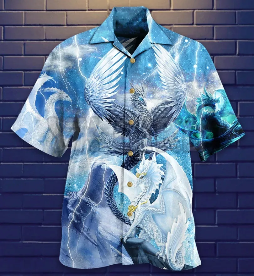 Dragon Planet Love Life Hawaiian Shirt 3D printed Short sleeve t shirts Tops camisas
