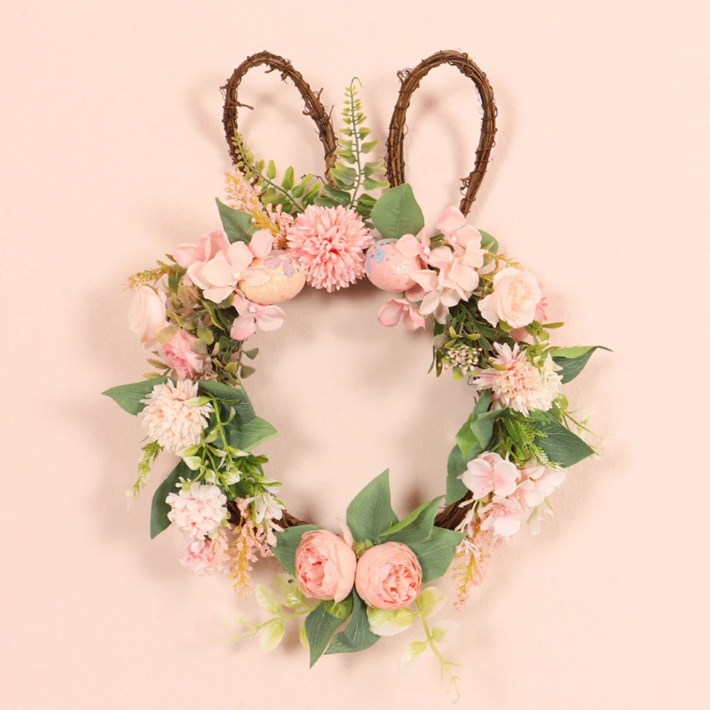 

Easter Egg Simulation Wreath Easter Chrysanthemum Rabbit Decorative Pendant