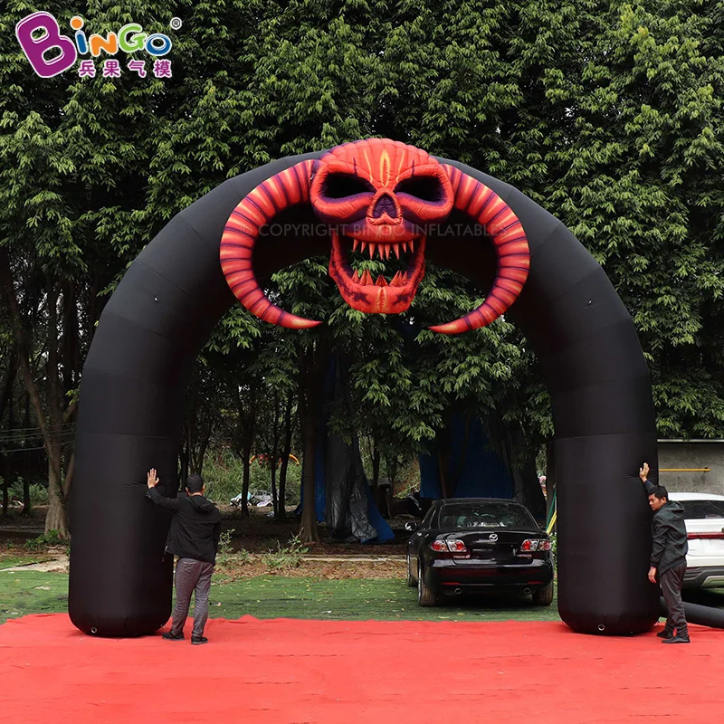 

Giant Skull Arch For Halloween Decoration 6.18x5 Meters Air-blown Skeleton Ghost Archway Tube Line Entrance Toys - BG-A1495