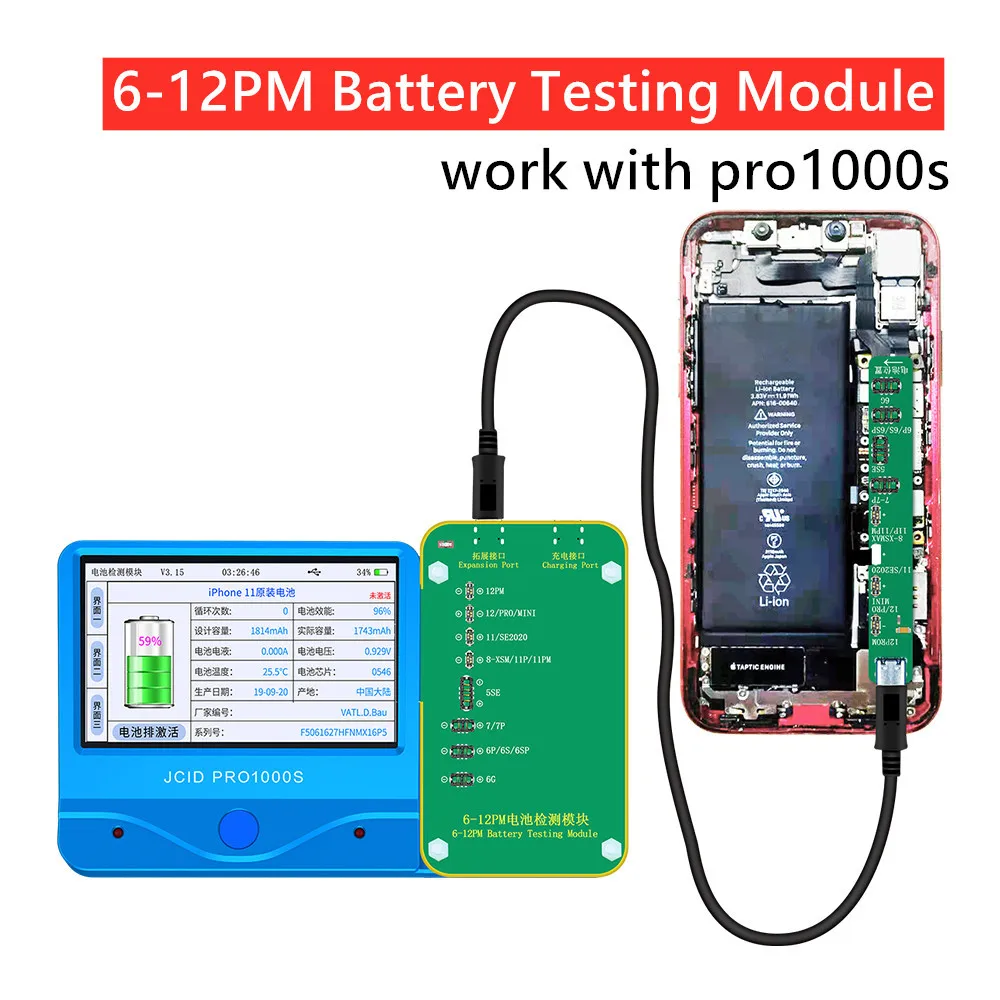 

JCID JC Battery Testing Module for iPhone 6-13Pro max Battery Reading and Writing Health Cycle Battery Charge