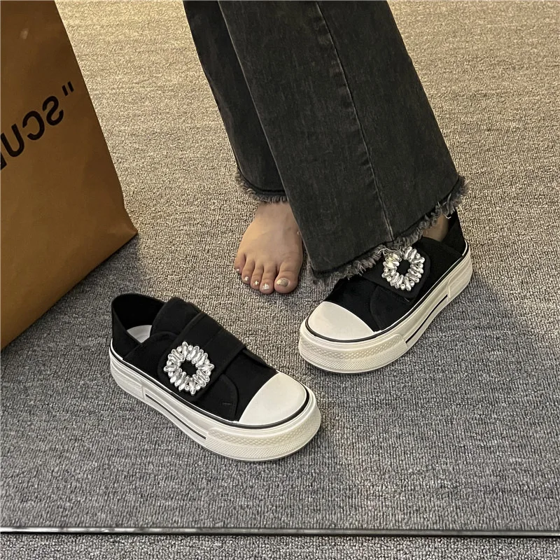 Универсальная Женская парусиновая обувь Студенческая на толстой подошве