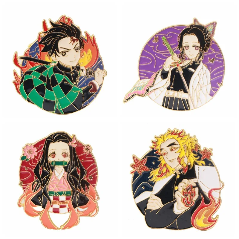 

Anime Demon Slayer Kimetsu no Yaiba Kamado Tanjirou Nezuko Kochou Shinobu Rengoku Kyoujurou Metal Enamel Badge Brooch Pin