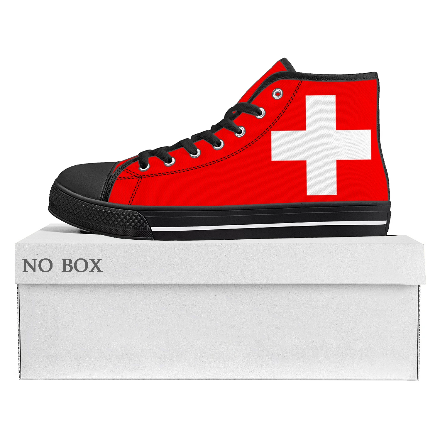 

Swiss Flag High Top High Quality Sneakers Mens Womens Teenager Canvas Sneaker Switzerland Casual Couple Shoes Custom Shoe