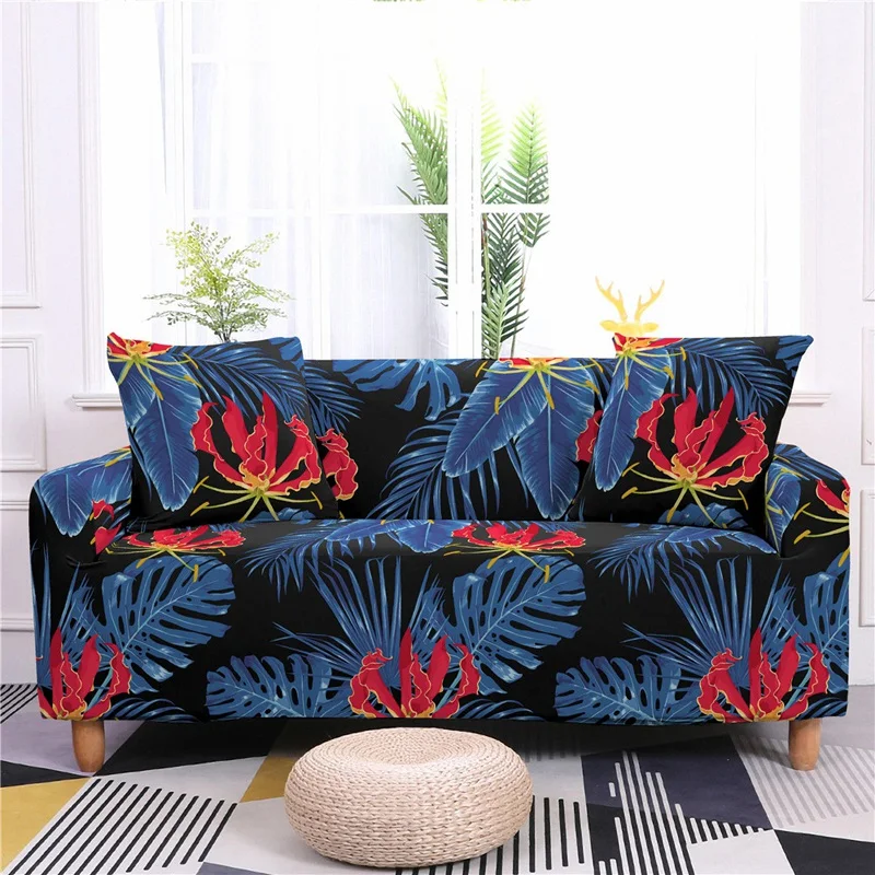 

3D European Style Floral Print Sofa Cover All Inclusive Stretch Couch Cover Sectional Sofa L Shape Sofa Universal Cushion Cover