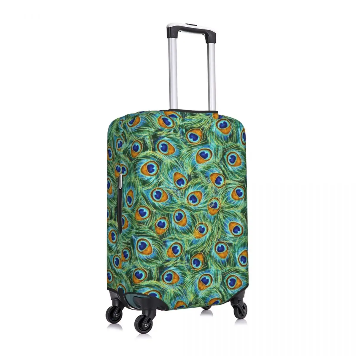 

Peacock Feathers Luggage Cover Spandex Suitcase Protector Fits 19-21 Inch