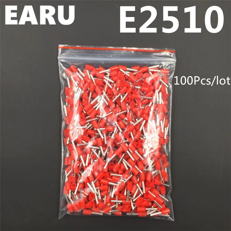 

100 шт., изоляционные трубки E2510, 2, 5 мм2, 14AWG