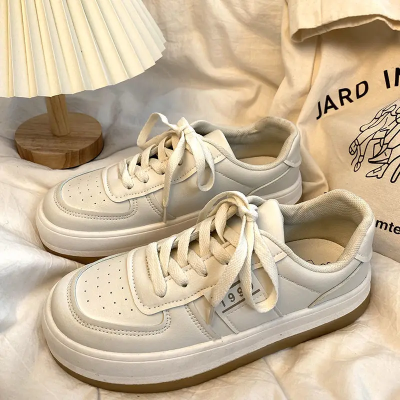

QWEEK 2022 Sneakers Korean Women Spring Autumn New Platform White Sports Shoes Vulcanize Casual Canvas Tennis Lolita Running