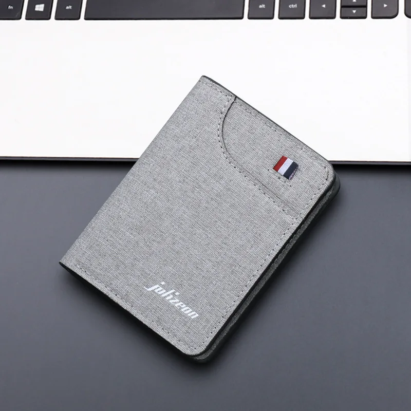

Vertical Denim Wallets Foldable Canvas Purses Inserts Pictures US Dollars Coin Credit ID Cards Holders Bags Men Cowhide Wallet
