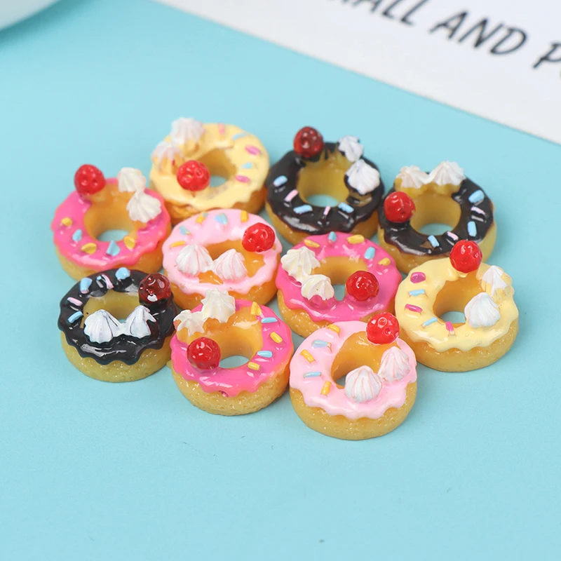 10Pcs Miniature Dollhouse Artificial Doughnut Ice Cream Chocolate Candy Suger Love Biscuits Ornament Craft DIY Home Decor Toys