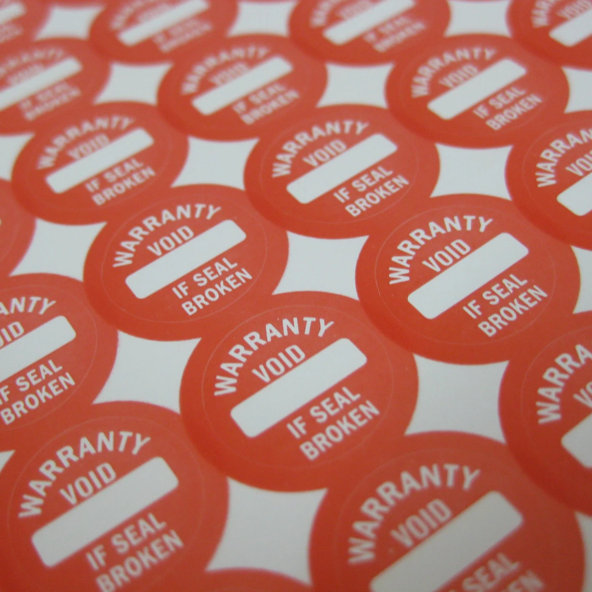 Ceny 1000 Szt. 12mm WARRANY VOID Jeśli Złamana Pieczęć Kruche Papierowe Naklejki Sabotażowe V15