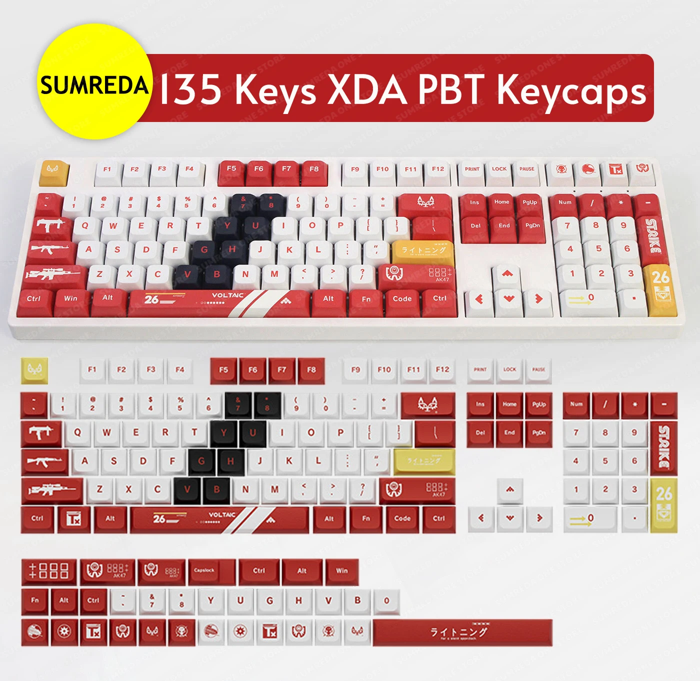 

137 Keys/Set XDA Profile Bloodsport Red Keycaps for Mechanical Gaming Keyboard MX Switches DIY Custom English PBT Key Cap