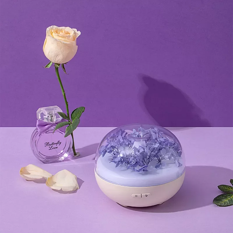 

NEW2023 USB Flower Humidifier Everlasting Aroma Essential Oil Diffuser Air Fogger Colorful LED Water Replenishing For Bedroom Of