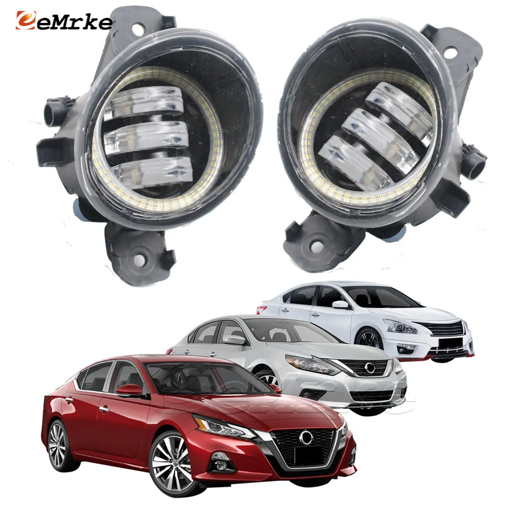 Фото Светодиодные противотуманные фары EEMRKE + кольцо ангельских глаз DRL Halo для Nissan Altima Teana L33 L34 2013-2022, автомобильные дневные ходовые огни в сборе №1
