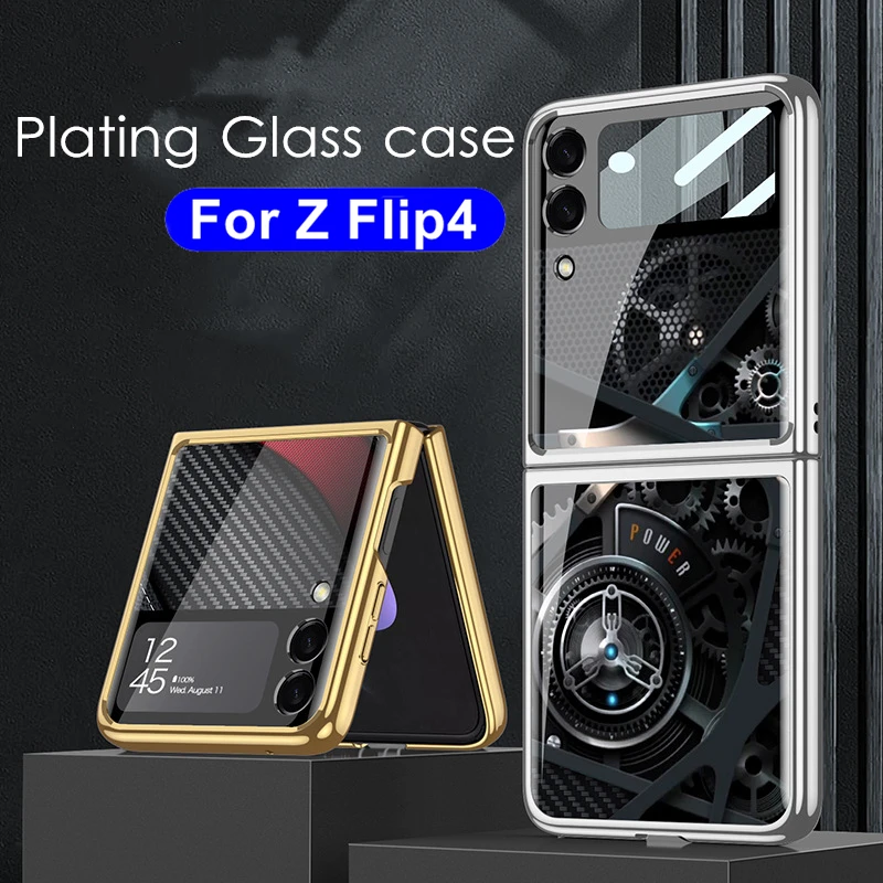 For Samsung Galaxy Z Flip 4 3 Flip4 5G Case Cover Palting Tempered Glass Hard Full Camera Protection Cover for Z Flip3