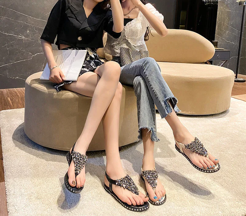 Toe-clip Sandals New Style Womens Shoes Sandalias De Mujer Verano 2023 Flat Sandals Round Toe Comfortable Flip Flops Tendencia