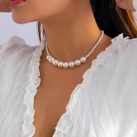 vintage simple fashion stitching pearl clavicle chain necklace for women girl party jewelry gift
