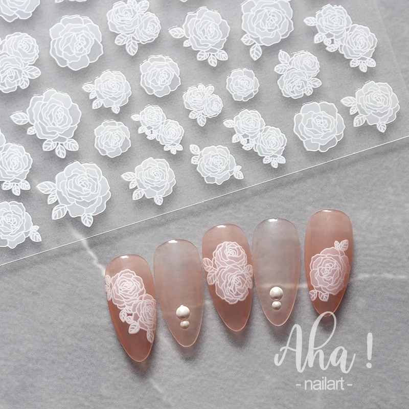 

Flower Nail Art Decals Simple White Florals Petals Flowers Back Glue Nail Stickers Nail Decals For Nail Tips Manicure Decoration