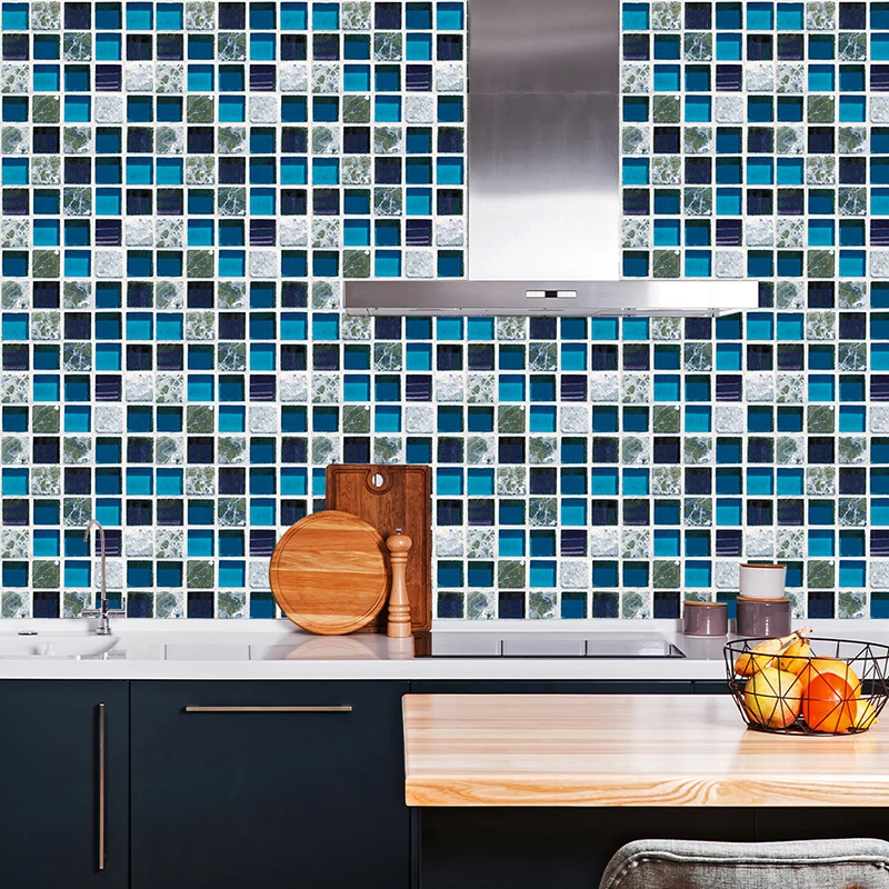 10 pcsset mosaic landscaping decoration self adhesive wall stickers home kitchen bathroom waterproof simulation tile stickers free global shipping