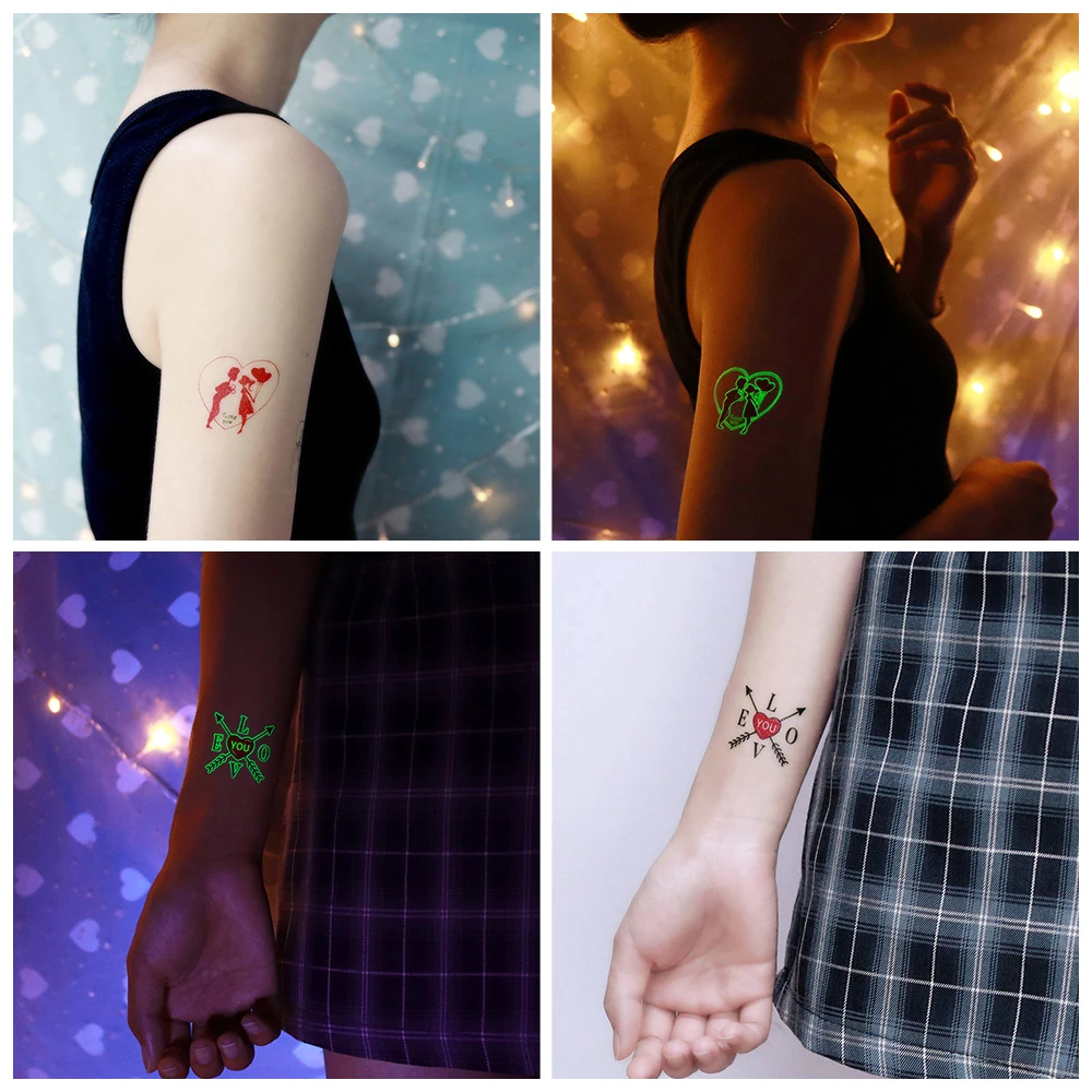 VeeCharm-День Святого Валентина временные Светящиеся Татуировки для