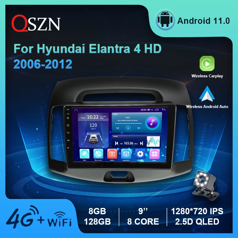 AI Voice DSP Android 11 Car Radio For Hyundai Elantra 4 HD 2006-2012 Video GPS IPS Multimedia Player Carplay Auto 8+128G 4G auto