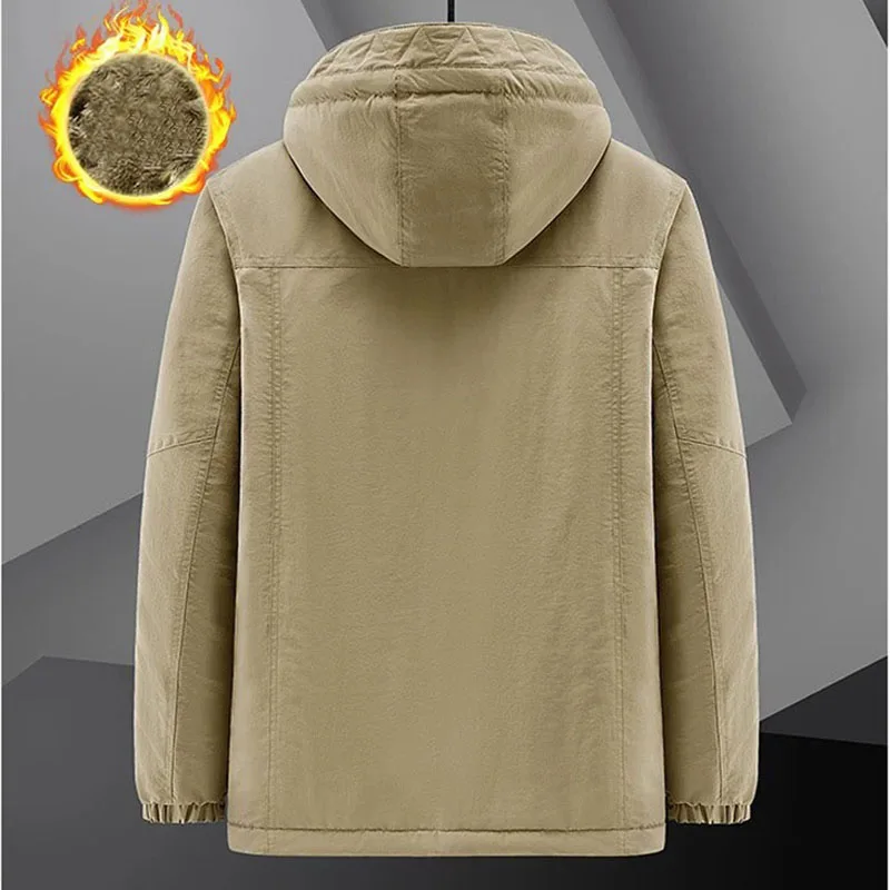 2022 Winter Fleece Mens Parka Thicken Windproof Jacket Male Cargo Vintage Cotton Coat Fashion Warm Casual Parkas Men Jackets 6XL