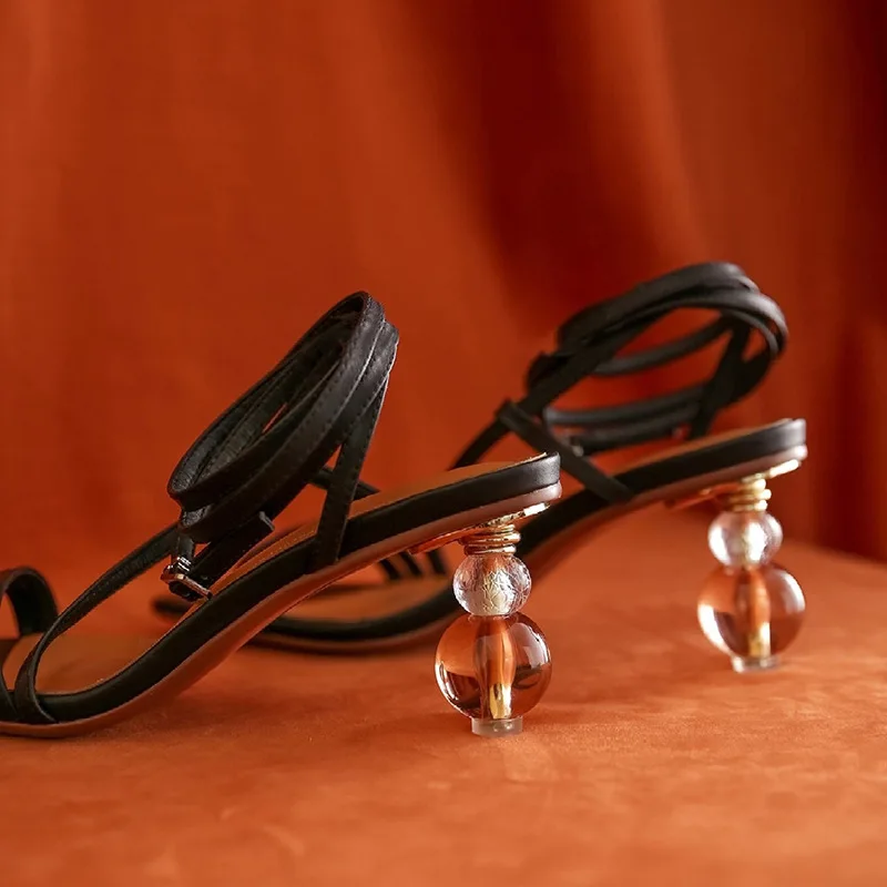 2021 New Women's Sandals Leather Square Toe Open Toe High Heels Women's Fashion Party Banquet Summer Women Sandals Zapatos Mujer