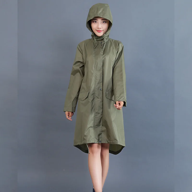 Водонепроницаемый длинный дождевик с капюшоном для мужчин и женщин |