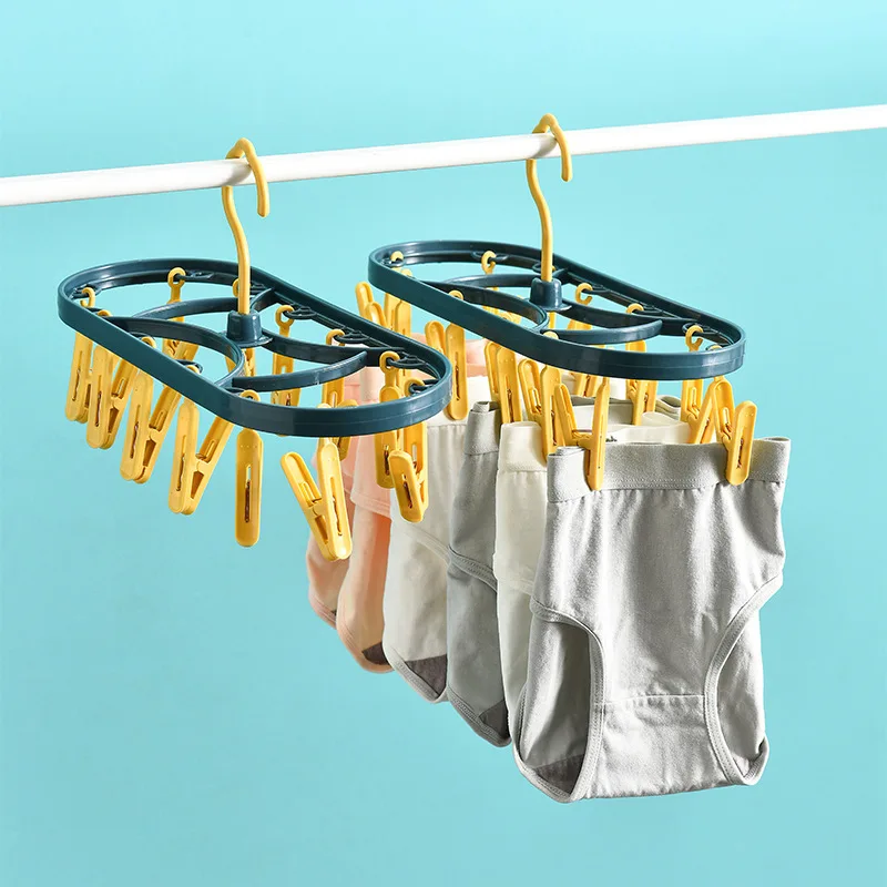 

12 Clips Socks Drying Racks Multifunctional Student Balcony Sock Hooks Underwear Hanger For Home Travel Drying Clothes Supplies