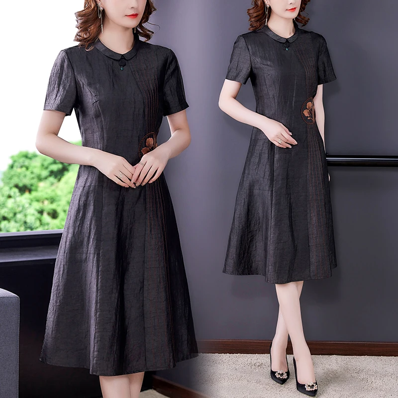 

COIGARSAM Women's Summer Dress 2022 New Embroidery Black Dresses Dropshipping