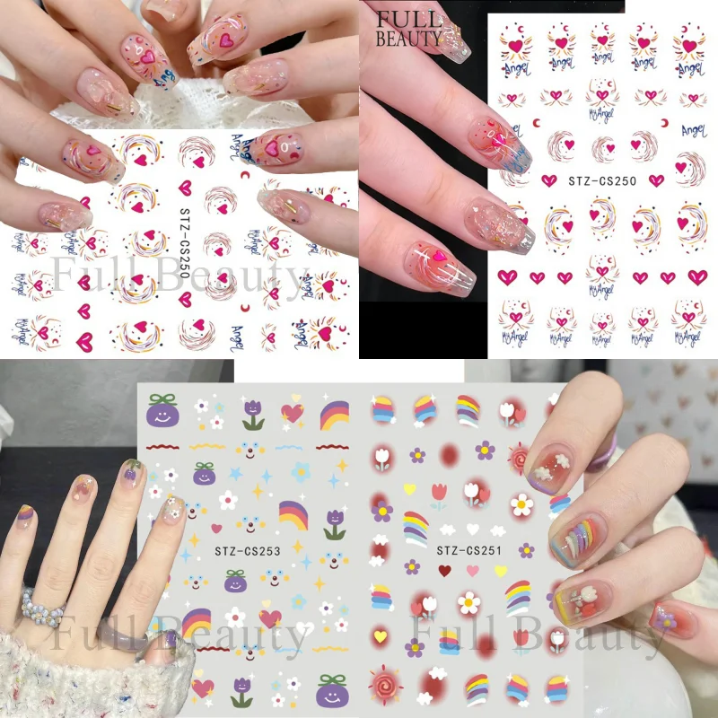 

1pcs 2023 Kawaii 5D Series Nail Art Stickers Rainbow Cartoon Waterproof Nail Decals Decorations Charm Manicure DIY Accessories